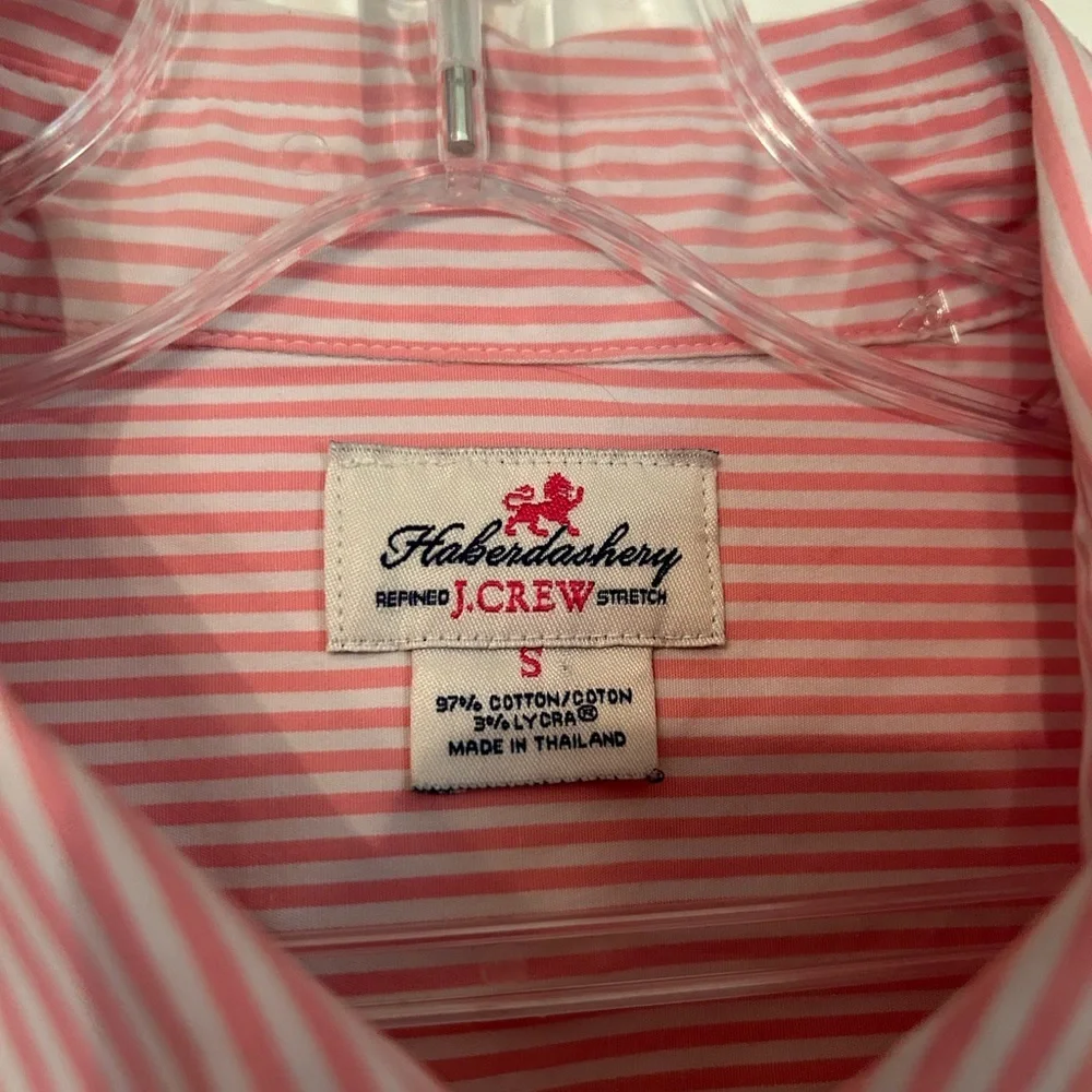 J Crew Pink Strip Button Down Stretch Perfect size S